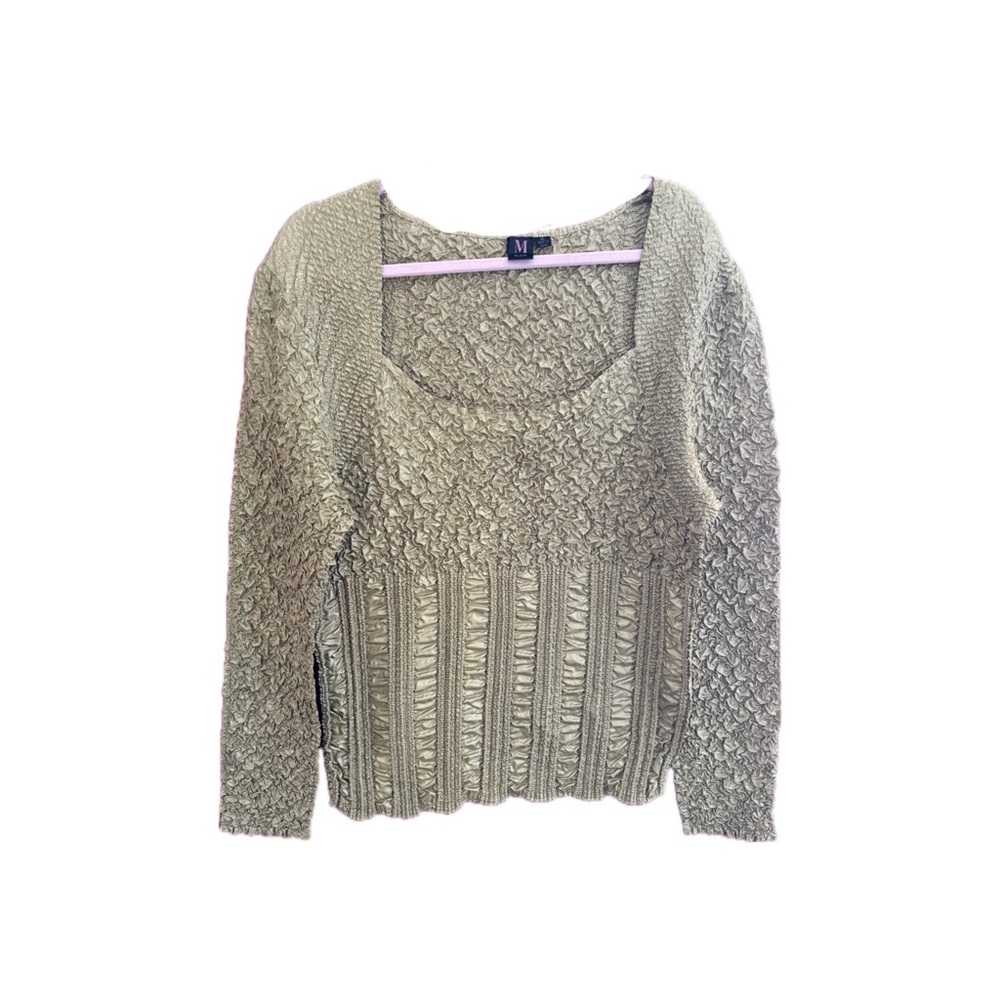 Milano y2k popcorn shirt Olive Green - Picture 1 of 7
